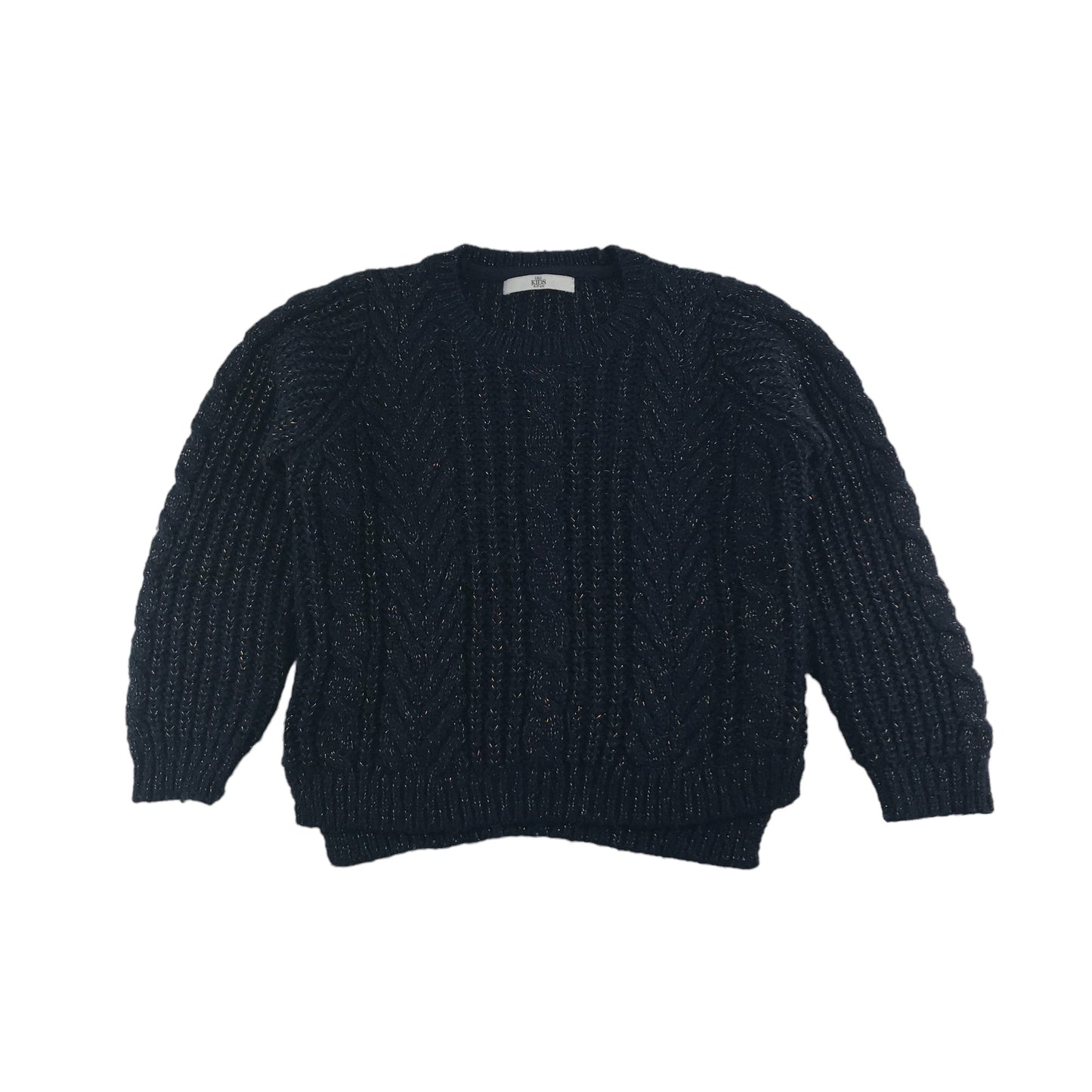 M&S Jumper Age 8 Navy Sparkly Gold Fibres