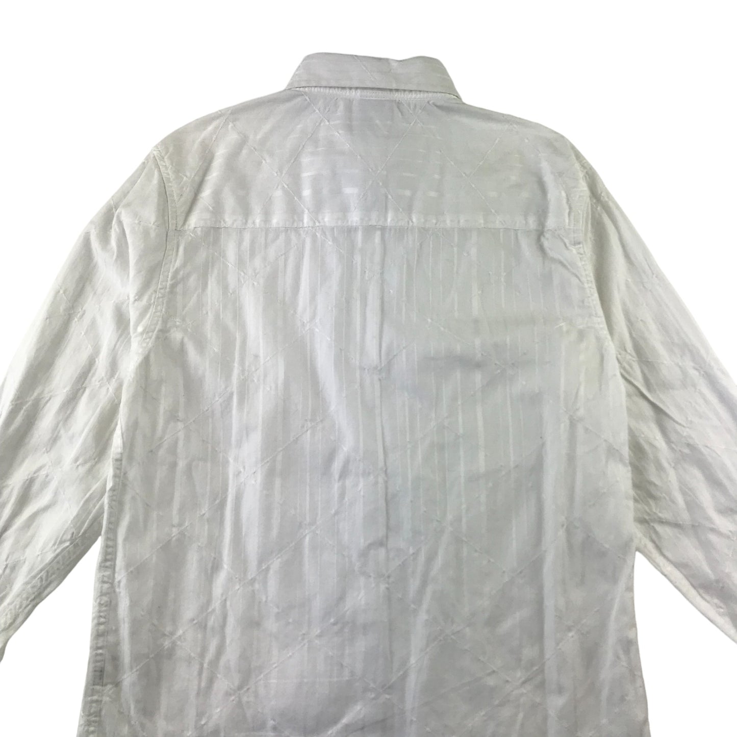 Next shirt 9 years white long sleeve button up shirt with diamond stitching and vertical stripe design