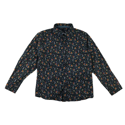 Next shirt 5-6 years black floral animal print full button up shirt