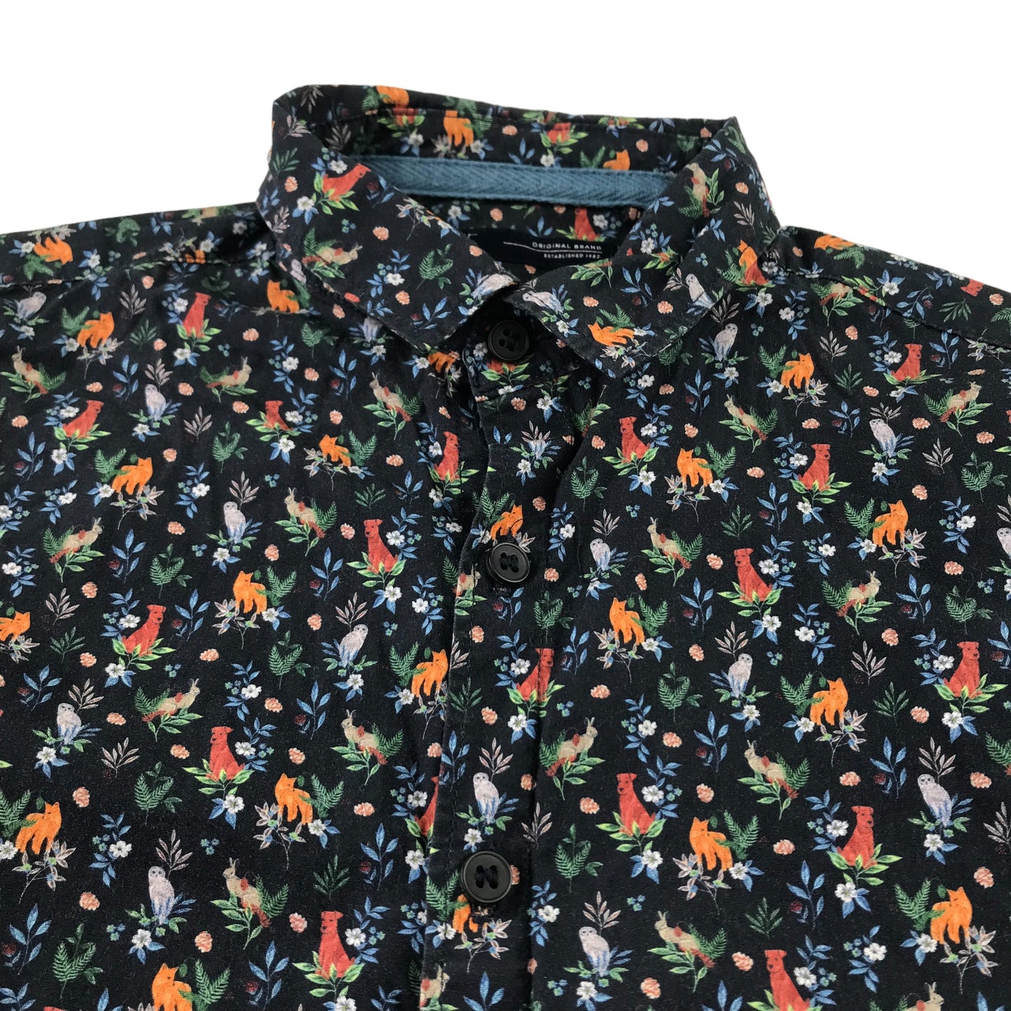 Next shirt 5-6 years black floral animal print full button up shirt