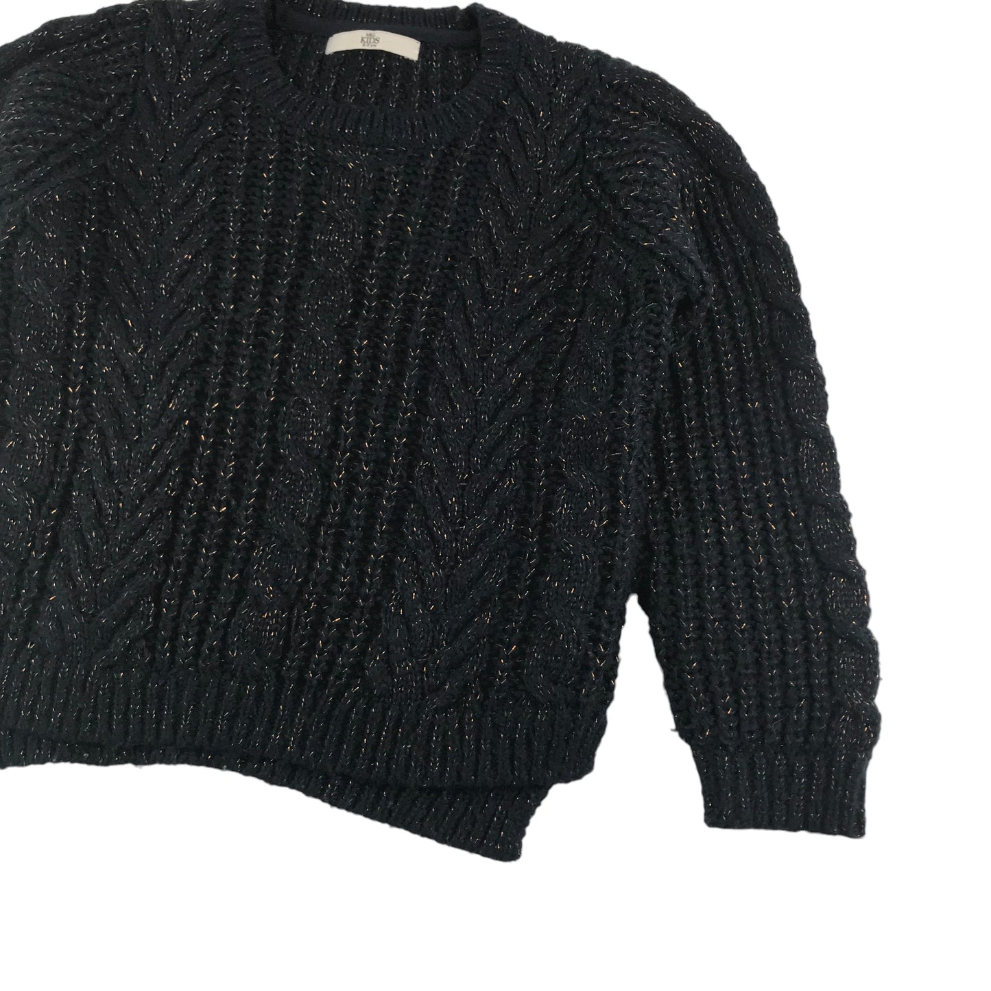 M&S Jumper Age 8 Navy Sparkly Gold Fibres