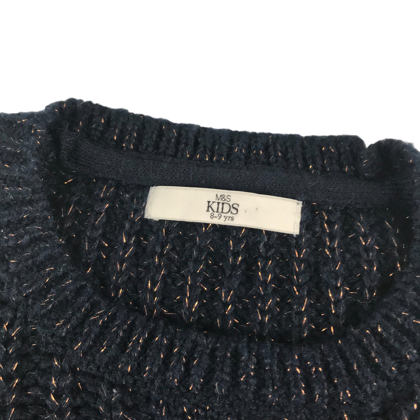 M&S Jumper Age 8 Navy Sparkly Gold Fibres