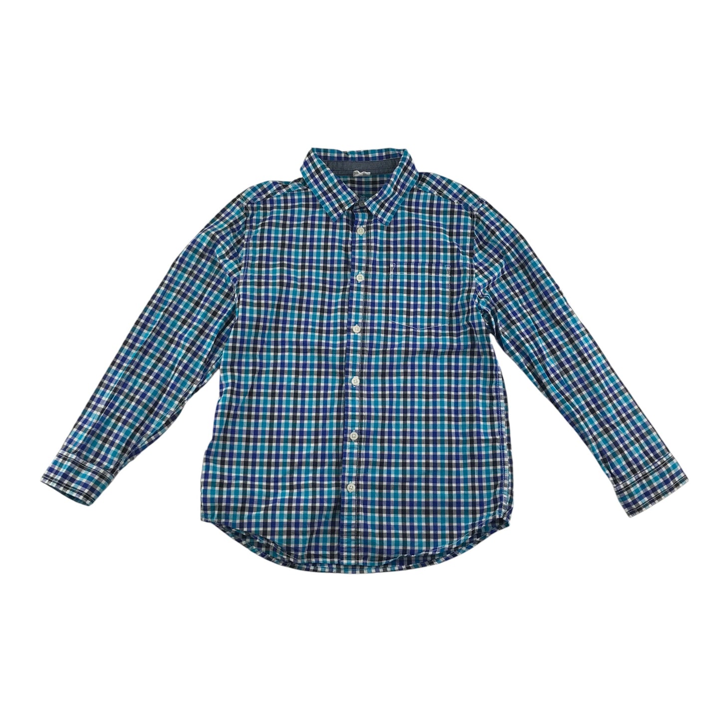 Gymboree shirt 10-12 years blue checked pattern long sleeve cotton