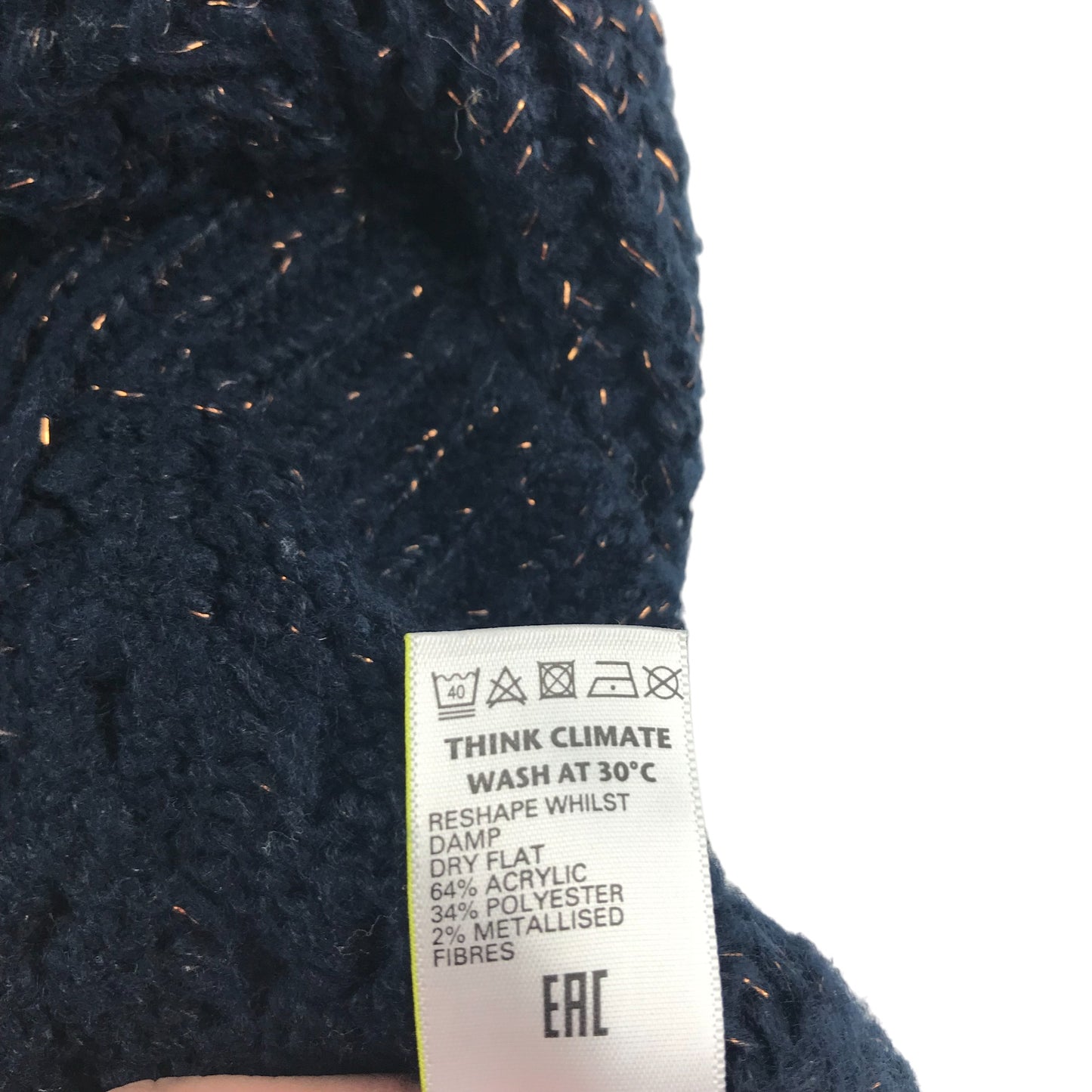 M&S Jumper Age 8 Navy Sparkly Gold Fibres