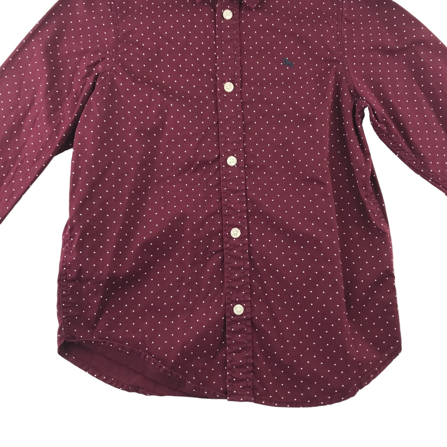 H&M shirt 6-7 years burgundy polka dot print full button up shirt