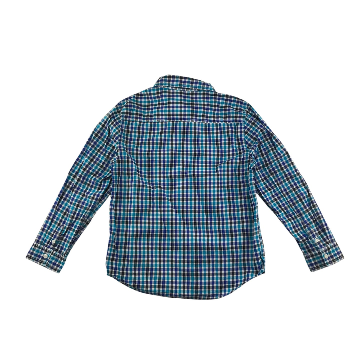 Gymboree shirt 10-12 years blue checked pattern long sleeve cotton