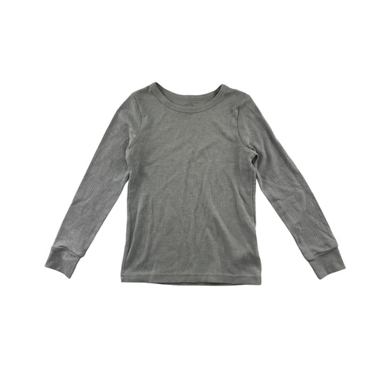 Primark Thermal Top 6-7 Years Light Grey Plain with Vertical Ridges