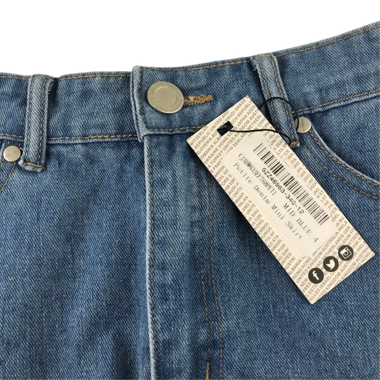 Boohoo UK 4 blue denim mini skirt cotton