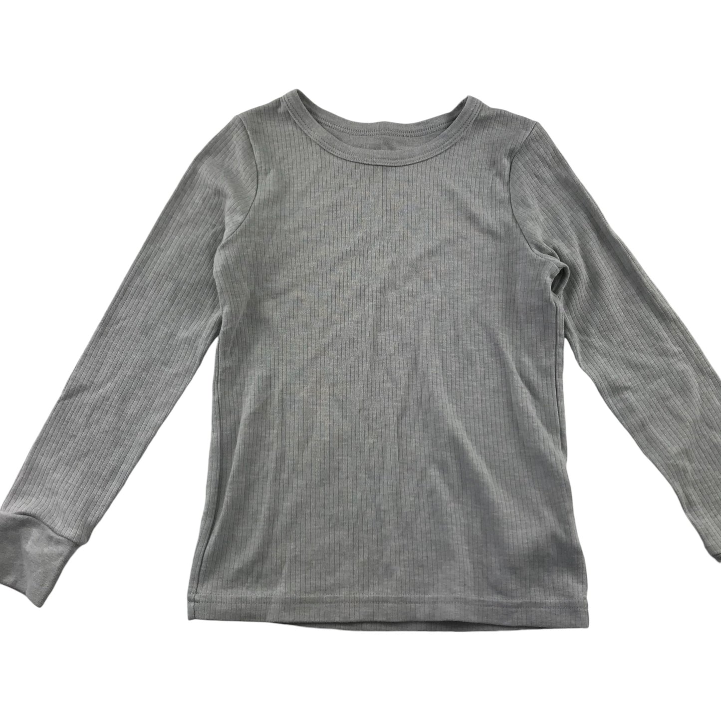 Primark Thermal Top 6-7 Years Light Grey Plain with Vertical Ridges