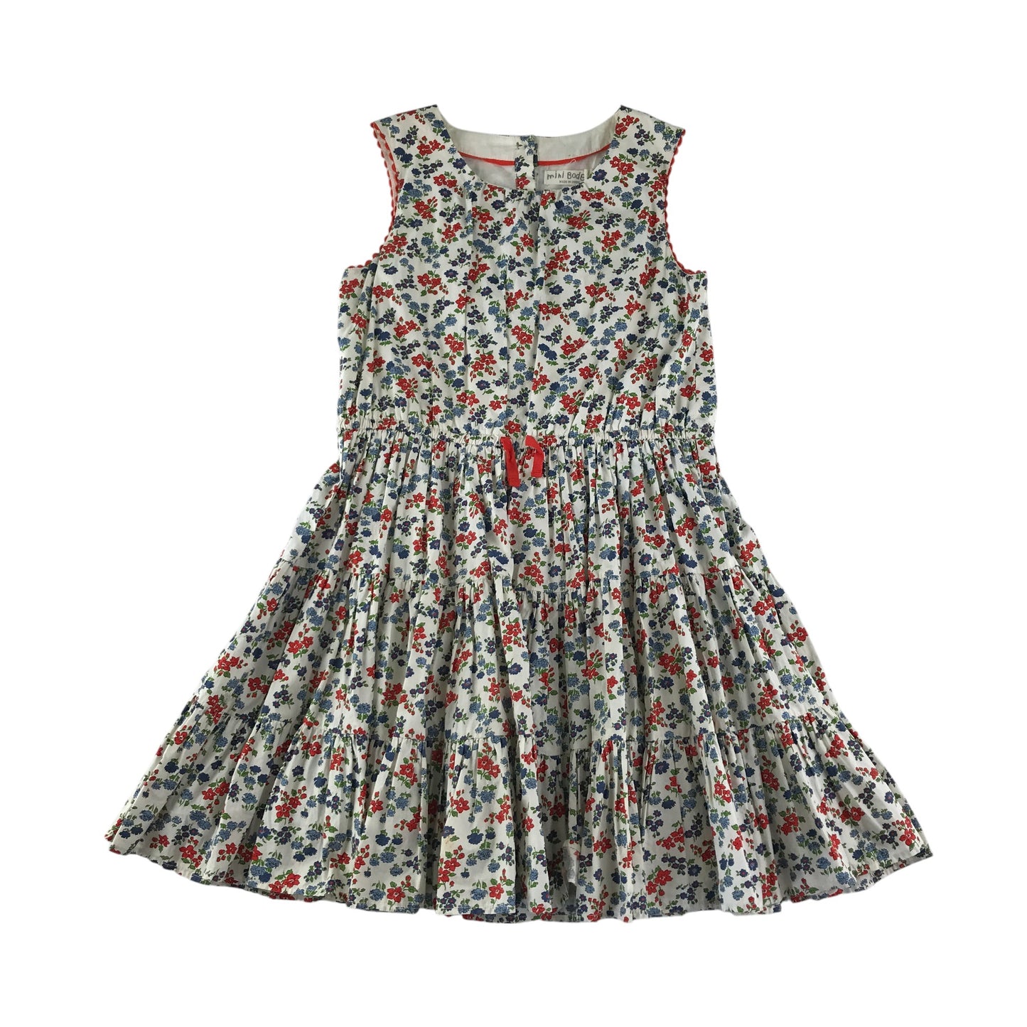 Boden dress 11-12 years white red and blue floral cotton