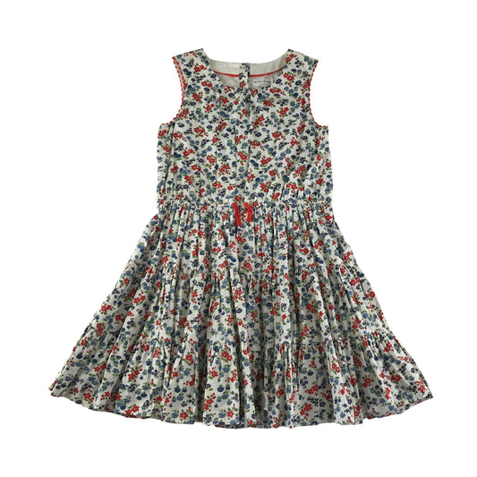 Boden dress 11-12 years white red and blue floral cotton
