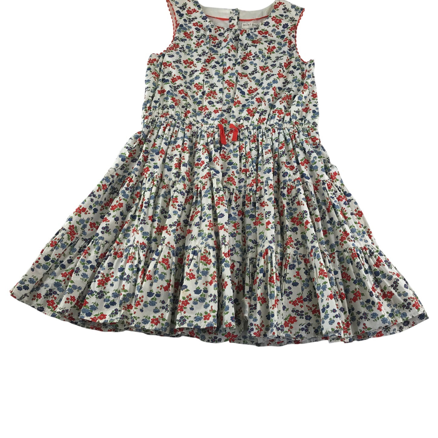 Boden dress 11-12 years white red and blue floral cotton