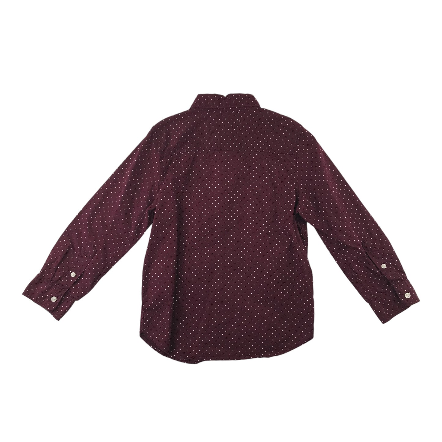 H&M shirt 6-7 years burgundy polka dot print full button up shirt