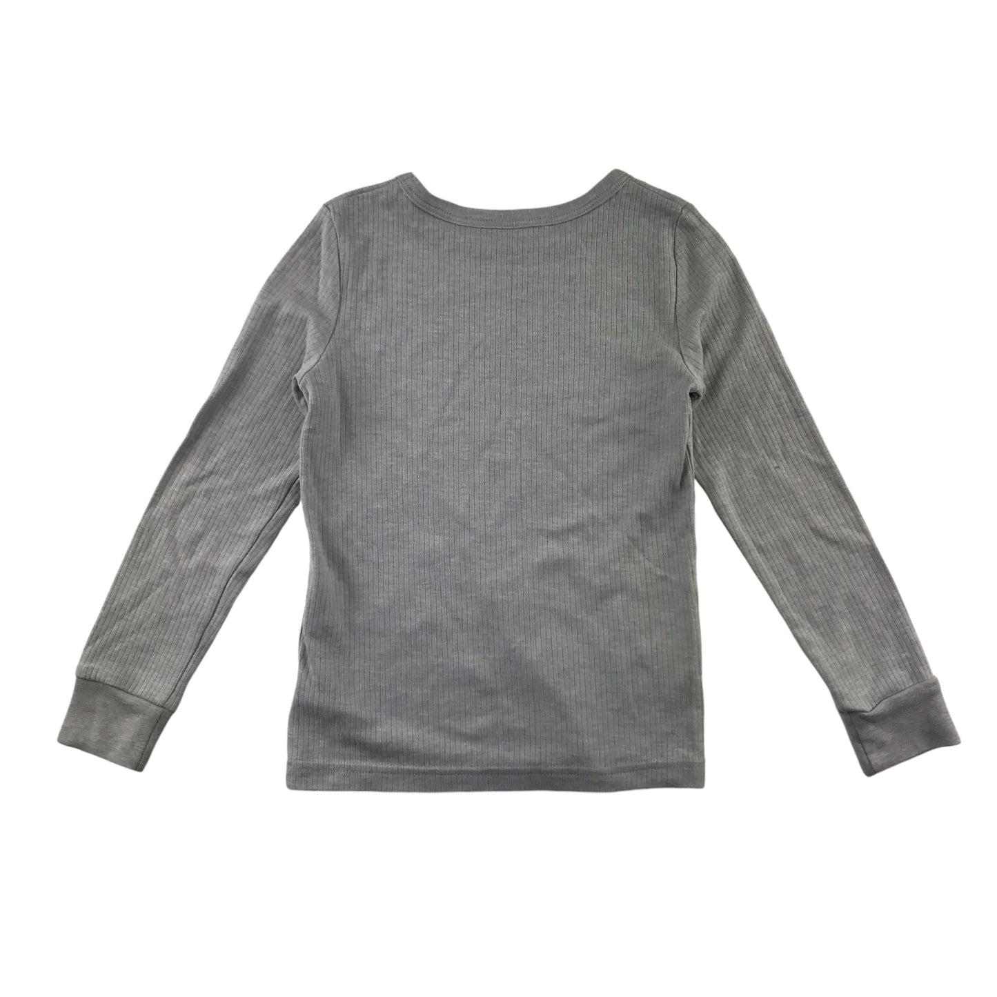 Primark Thermal Top 6-7 Years Light Grey Plain with Vertical Ridges