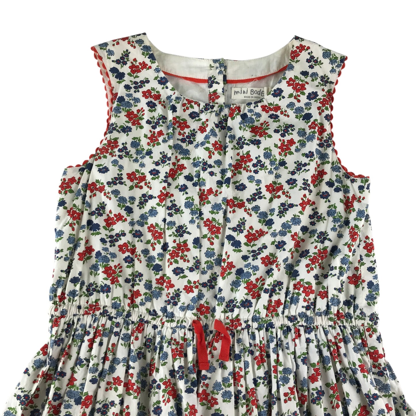 Boden dress 11-12 years white red and blue floral cotton