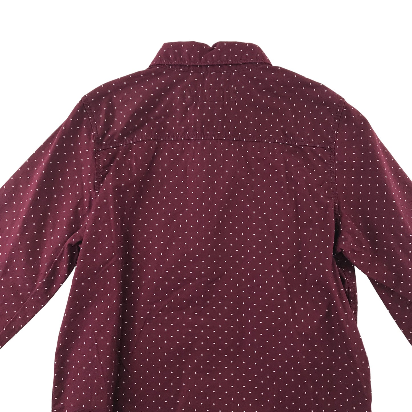 H&M shirt 6-7 years burgundy polka dot print full button up shirt