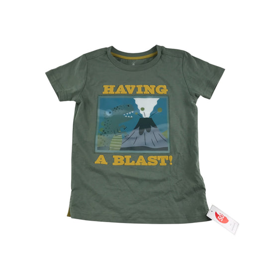 Mothercare t-shirt 5-6 years khaki short sleeve with dionsaur graphic cotton