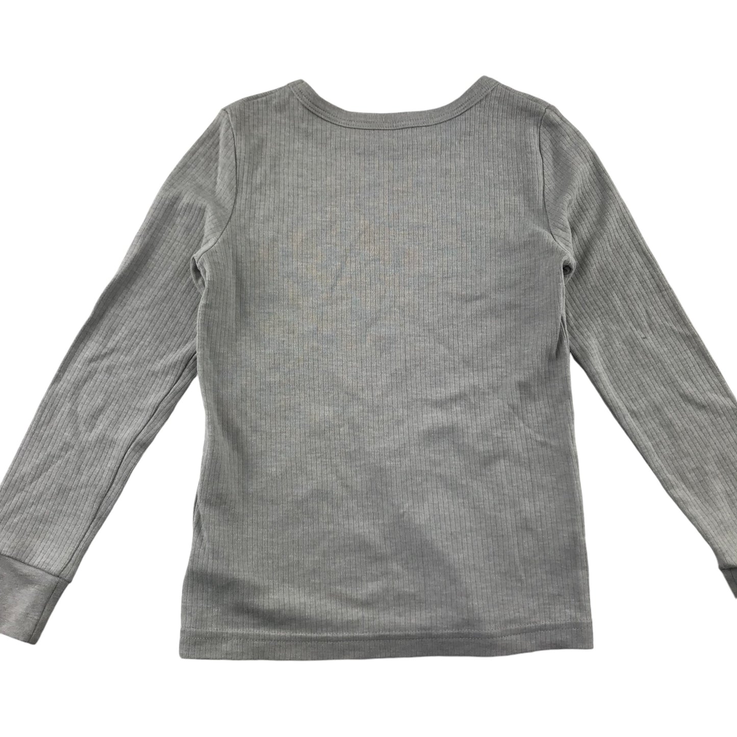 Primark Thermal Top 6-7 Years Light Grey Plain with Vertical Ridges