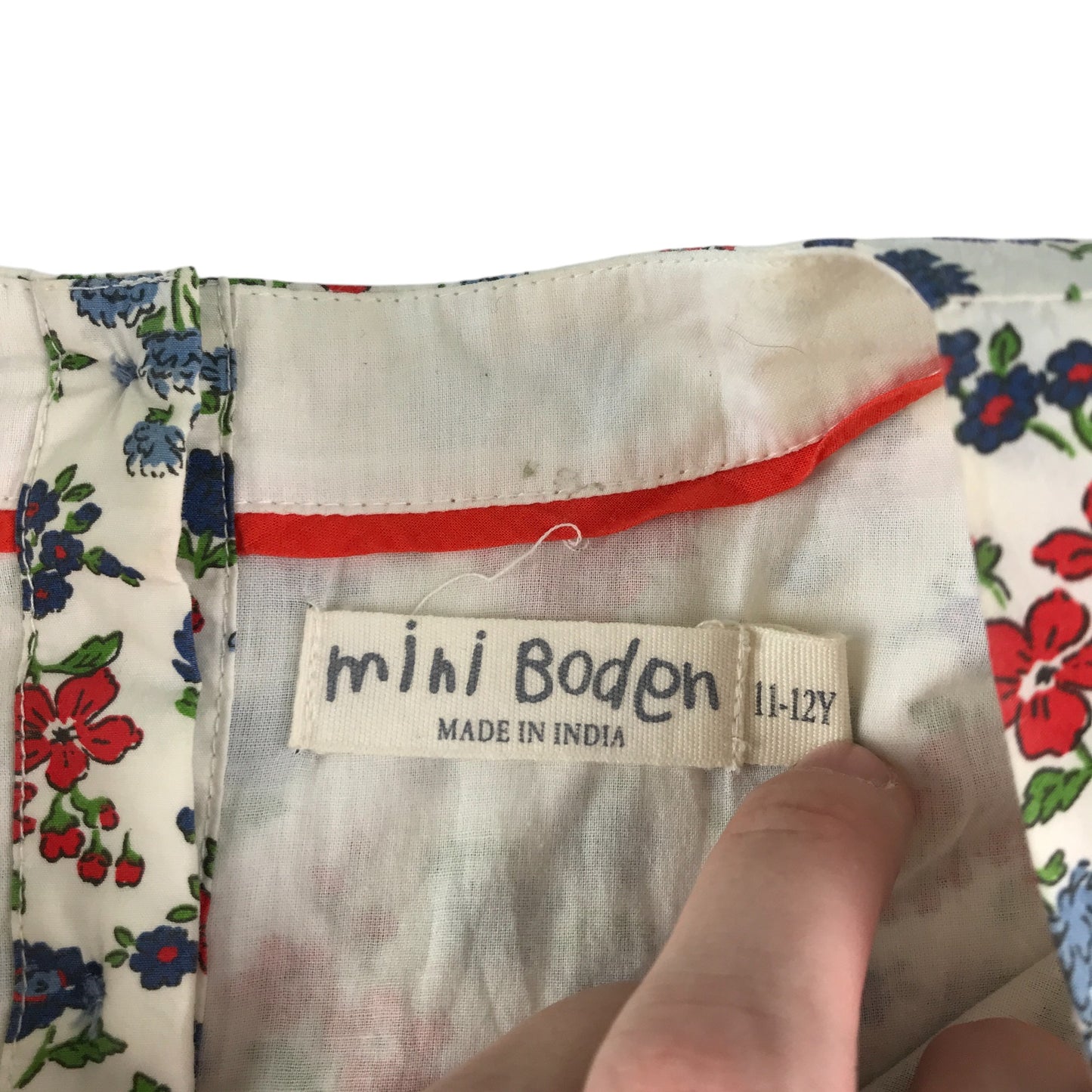 Boden dress 11-12 years white red and blue floral cotton