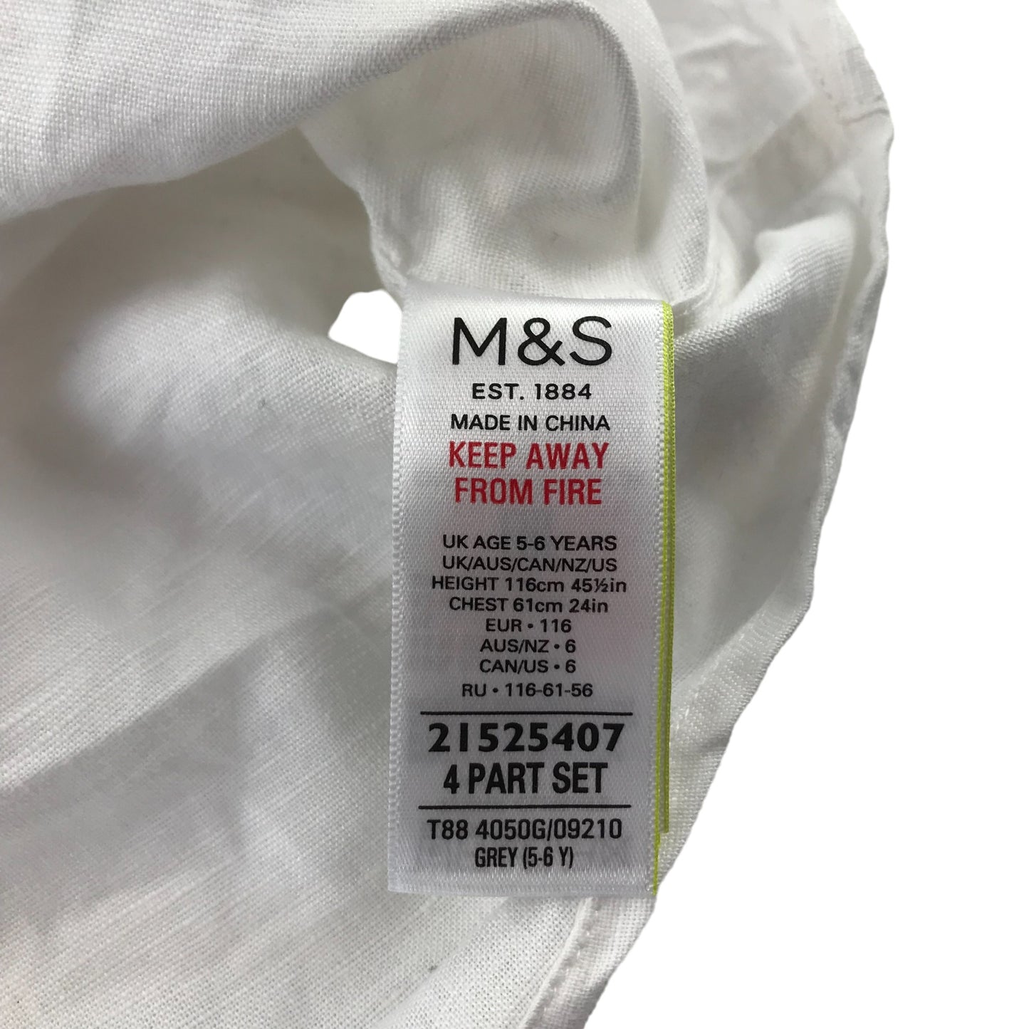 M&S shirt 5-6 years white plain full button up shirt