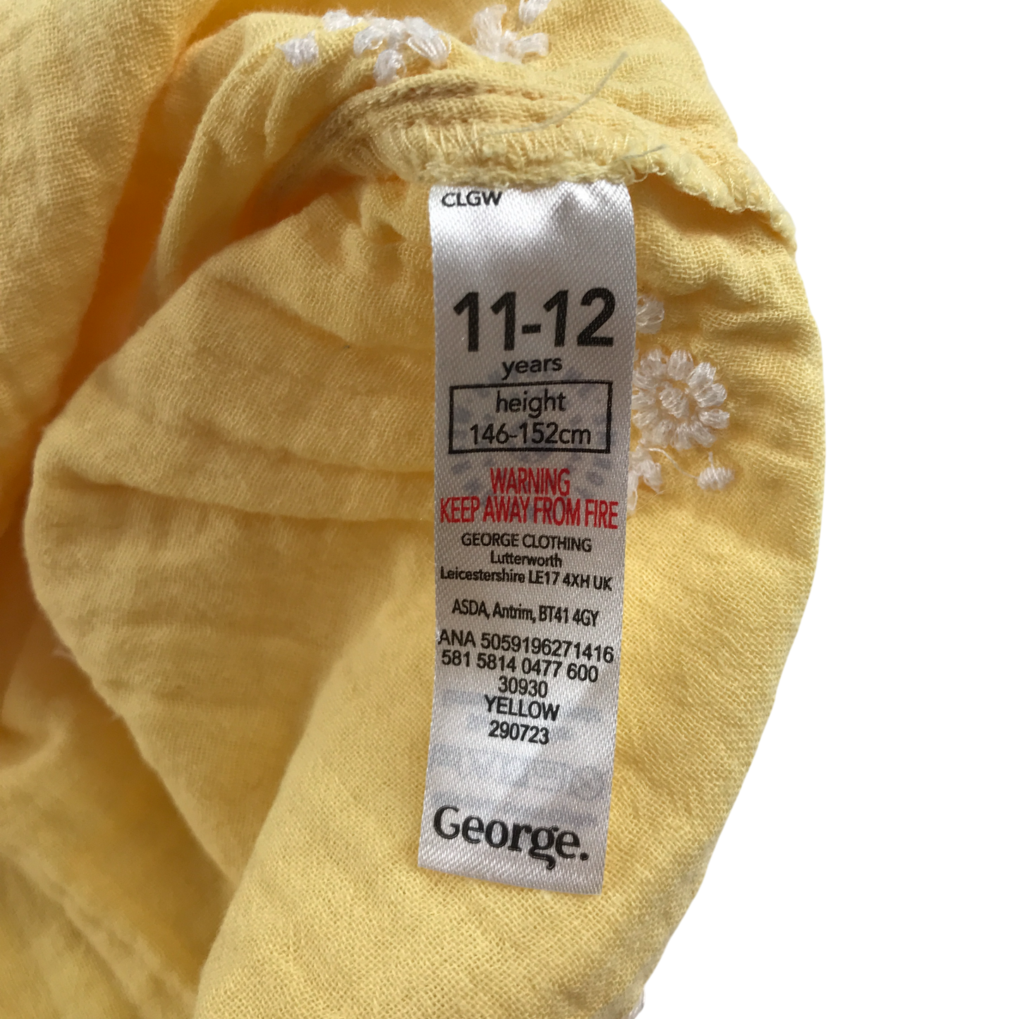 George 11-12 years yellow dress