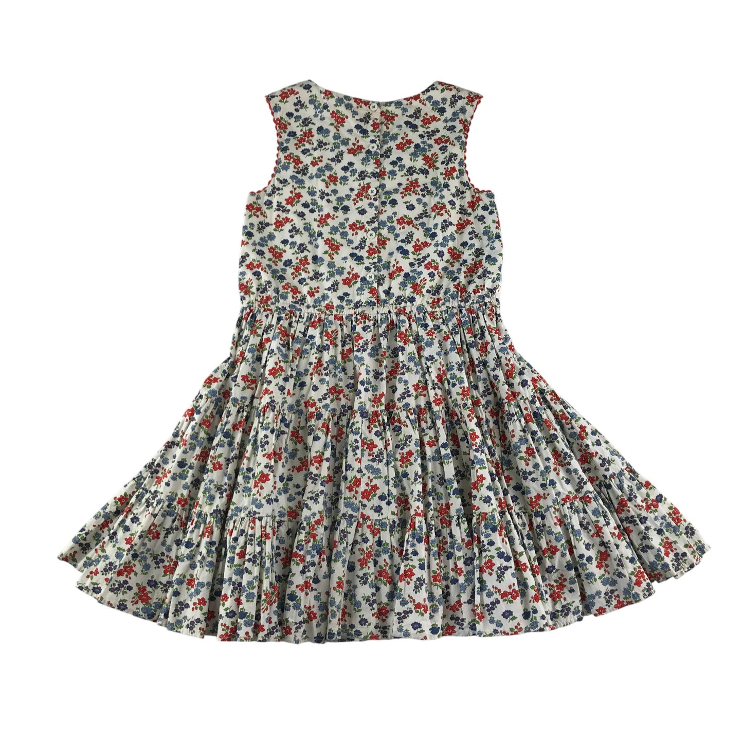 Boden dress 11-12 years white red and blue floral cotton