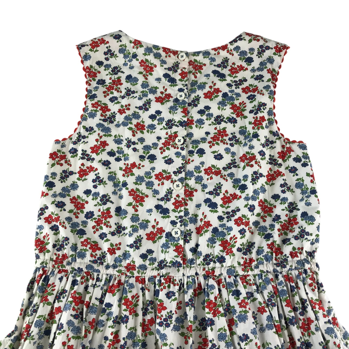 Boden dress 11-12 years white red and blue floral cotton