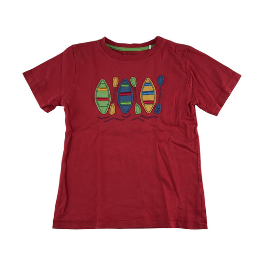 Kite t-shirt 5-6 years red short sleeve with multicolour kayak pattern cotton