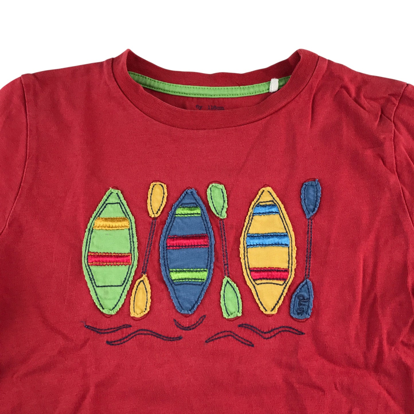Kite t-shirt 5-6 years red short sleeve with multicolour kayak pattern cotton