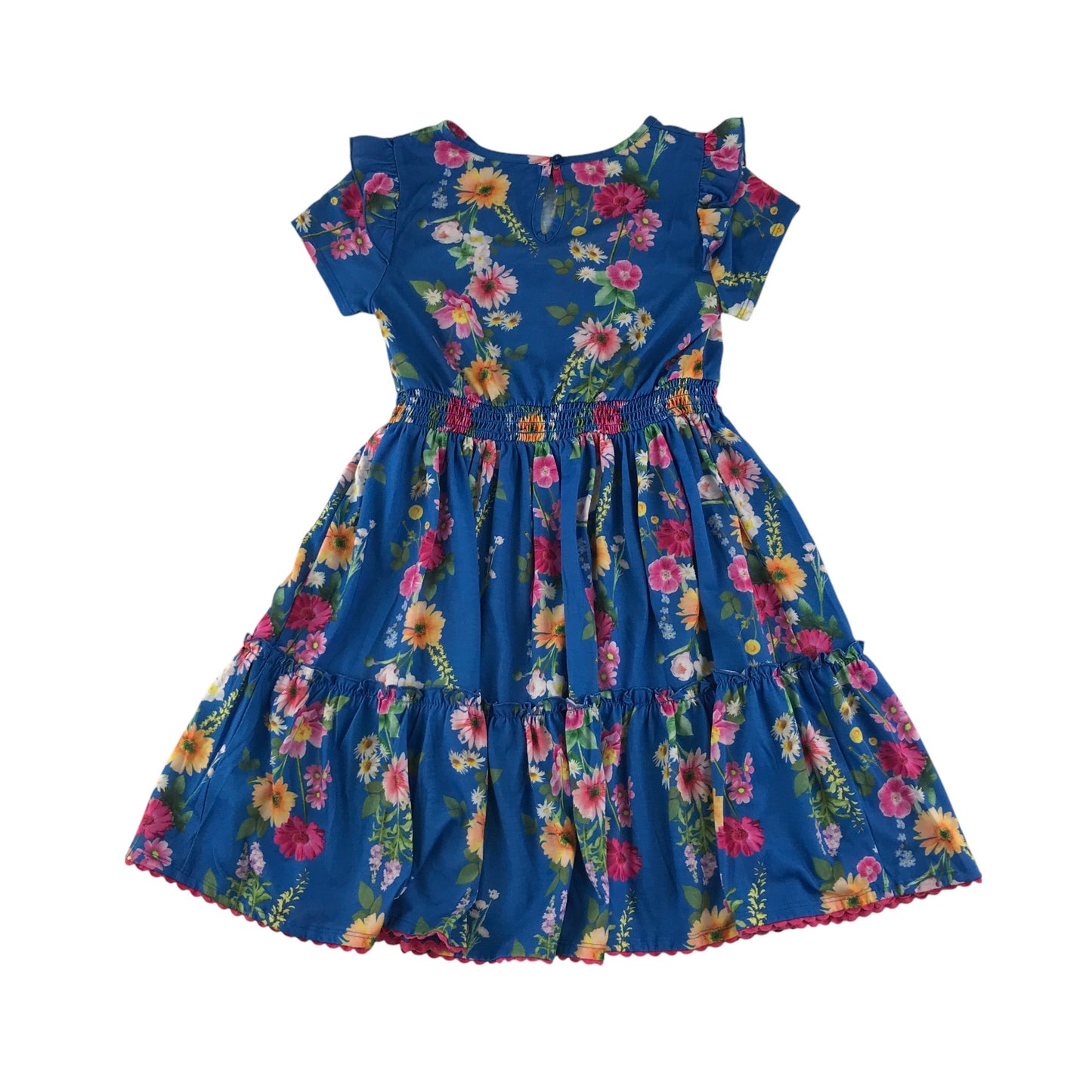 Monsoon dress 9-10 years blue floral with teared hem