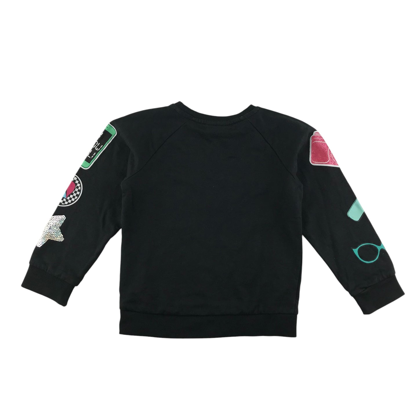 Matalan sweater 5-6 years black sequin LOL characters design print