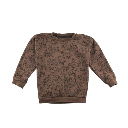 Nutmeg sweater 6-7 years brown dinosaur graphic design print