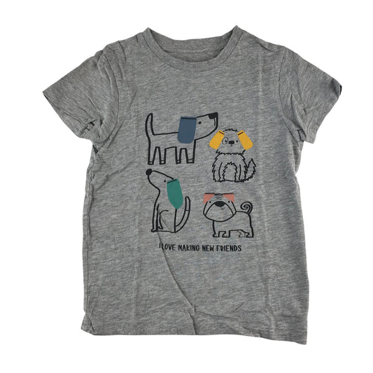 Matalan t-shirt 5-6 years grey short sleeve with dog print