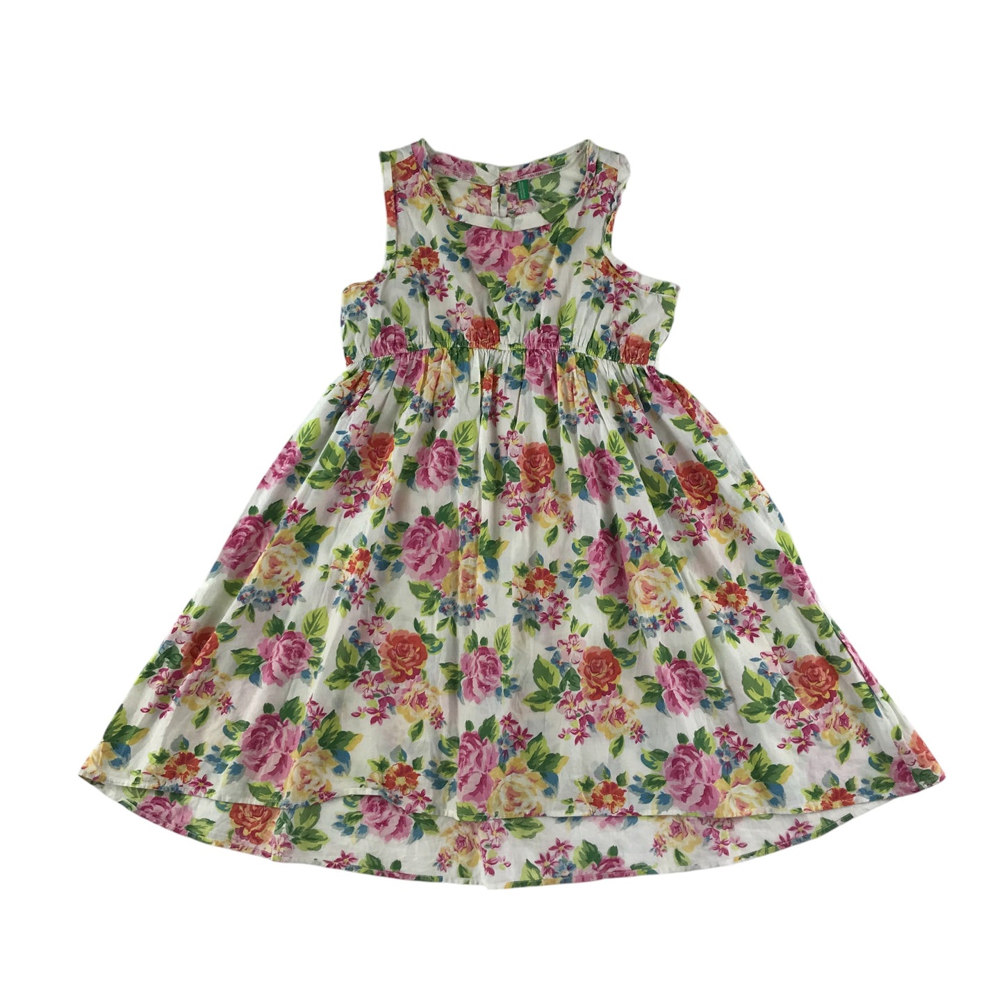 Benetton dress 8-9 years pink and white floral cotton