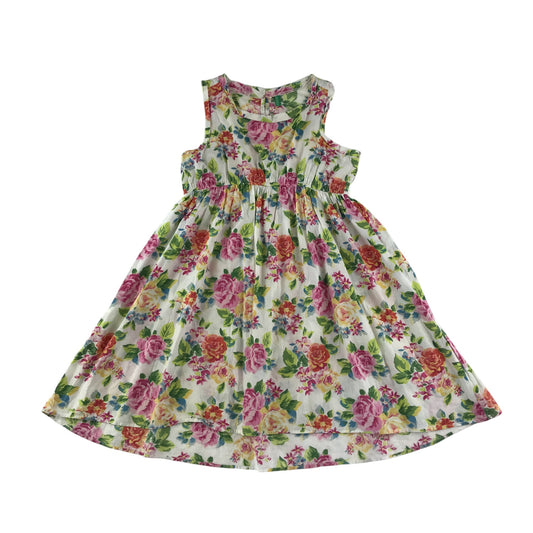 Benetton dress 8-9 years pink and white floral cotton