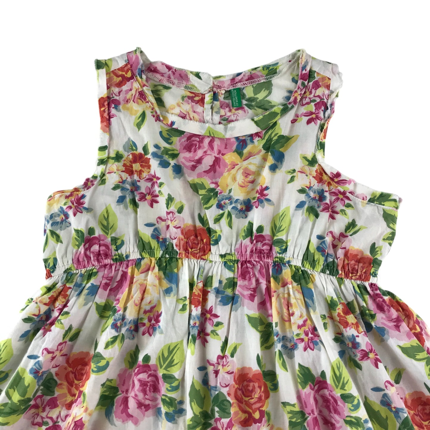 Benetton dress 8-9 years pink and white floral cotton