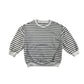 Shein sweater 6-7 years white and black horizontal stripes with printed smiley faces on elbows