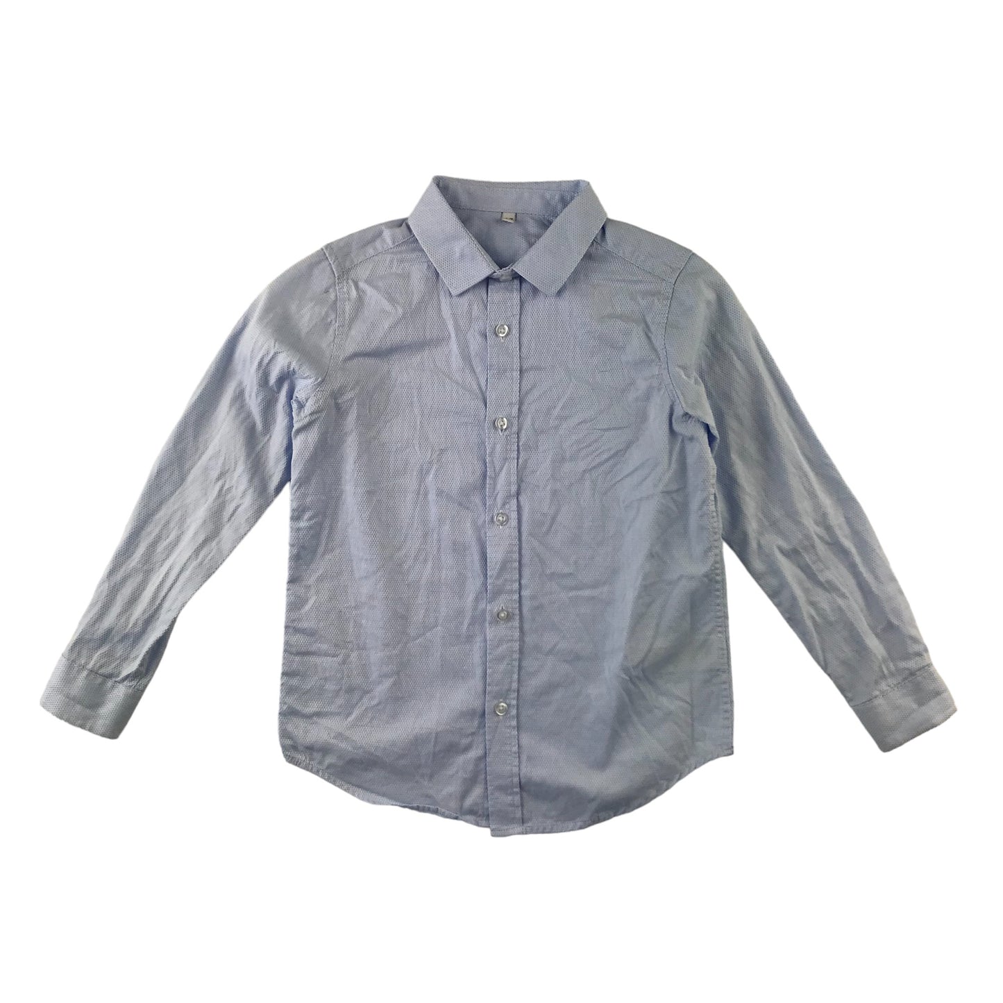 M&S shirt 5-6 years light blue full button up shirt cotton with white stitching pattern