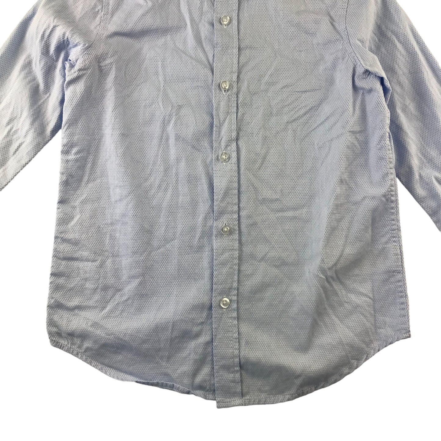 M&S shirt 5-6 years light blue full button up shirt cotton with white stitching pattern