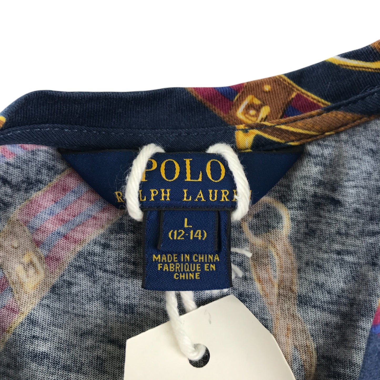 Ralph Lauren dress 10-12 years navy blue print pattern drop waist cotton