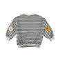 Shein sweater 6-7 years white and black horizontal stripes with printed smiley faces on elbows