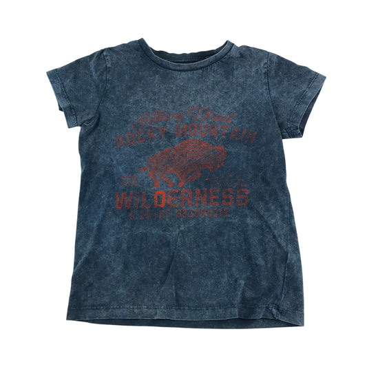 Next t-shirt 5-6 years navy short sleeve with wilderness graphic cotton