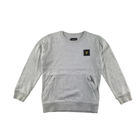 Lyle & Scott sweater 8-9 years grey plain with patch logo cotton