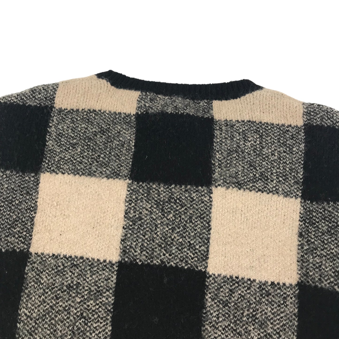 Primark Jumper Age 9 Black Light Beige Check Pattern