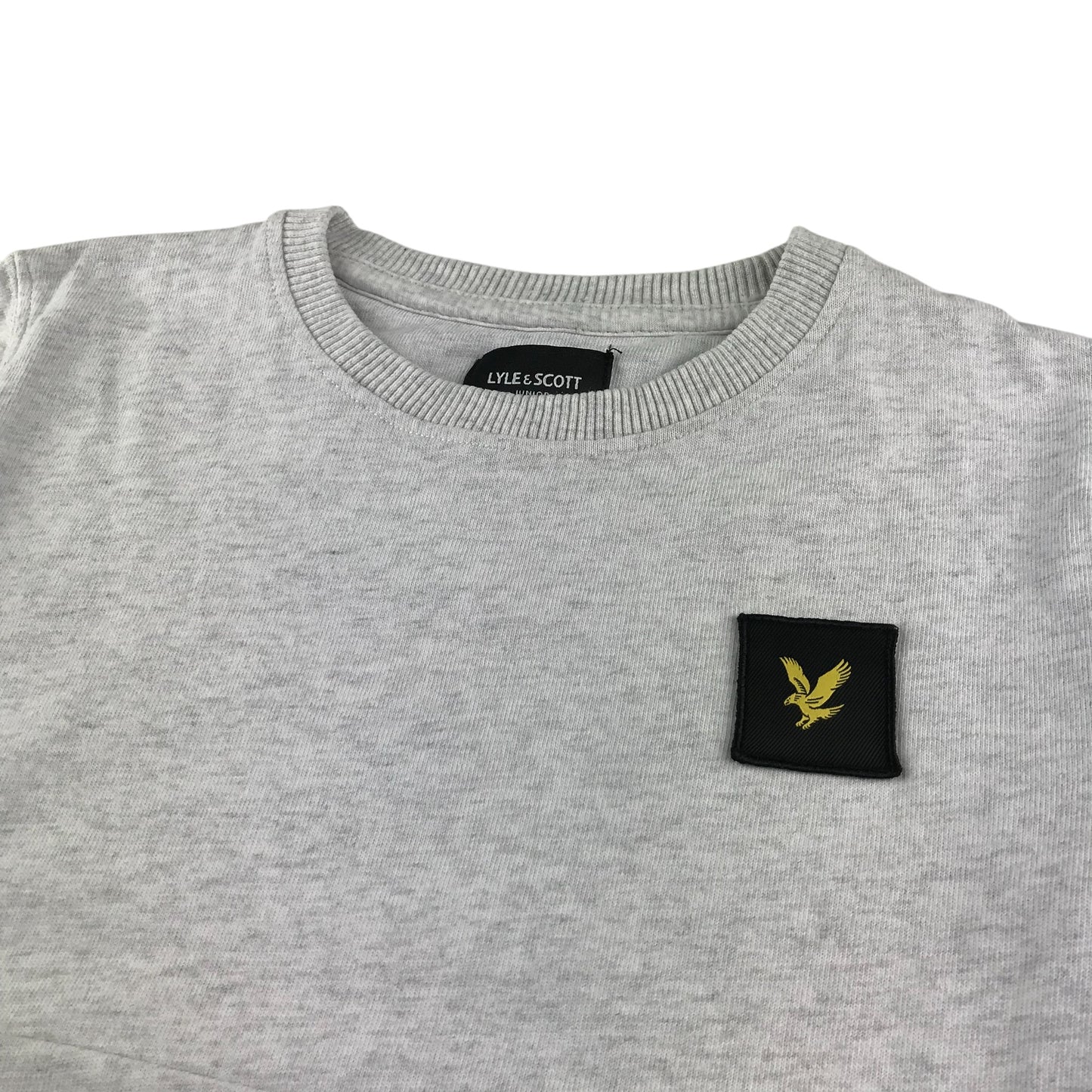 Lyle & Scott sweater 8-9 years grey plain with patch logo cotton