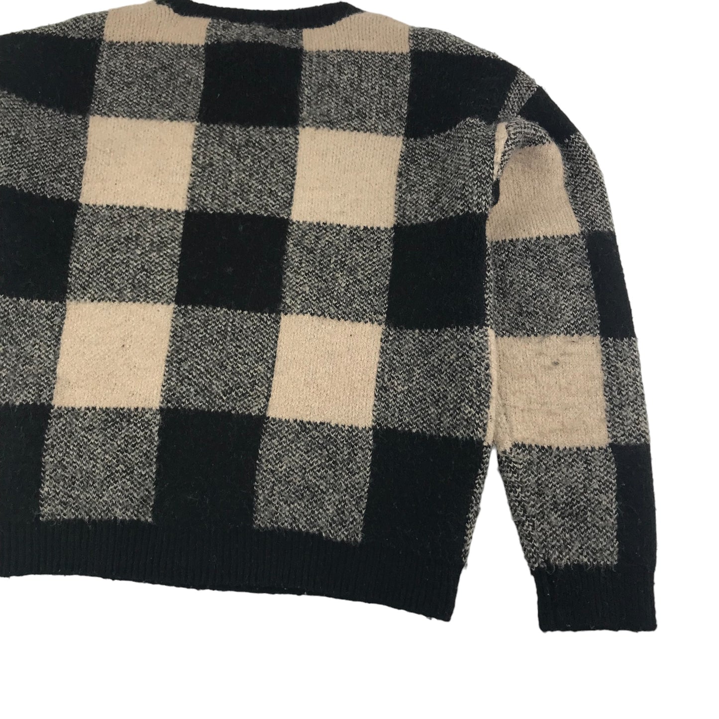 Primark Jumper Age 9 Black Light Beige Check Pattern