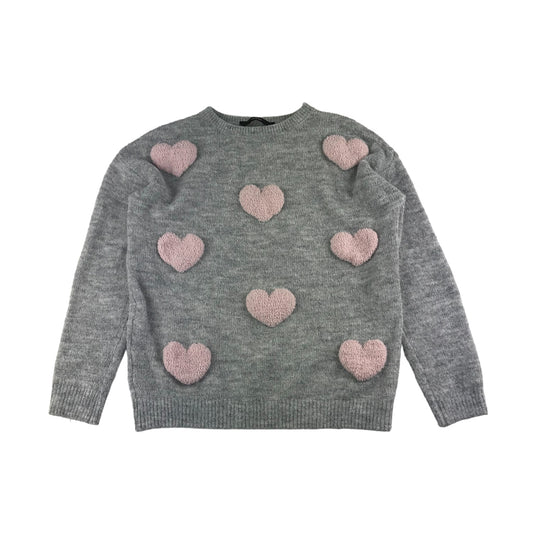 George Jumper Age 9 Grey Light Pink Love Hearts