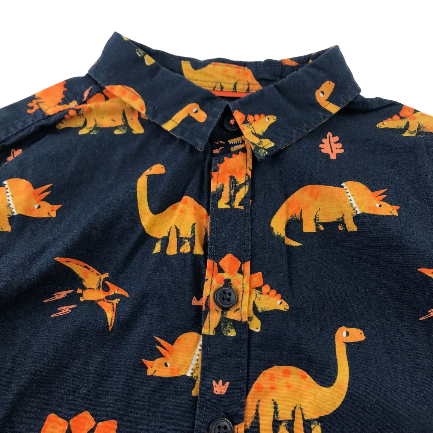 F&F shirt 6-7 years navy with orange dinosaurs graphic print cotton