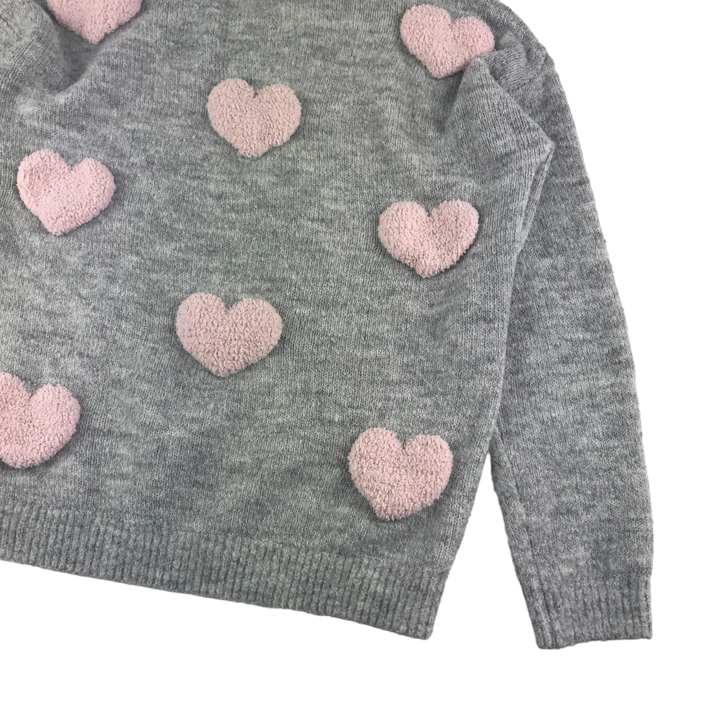 George Jumper Age 9 Grey Light Pink Love Hearts