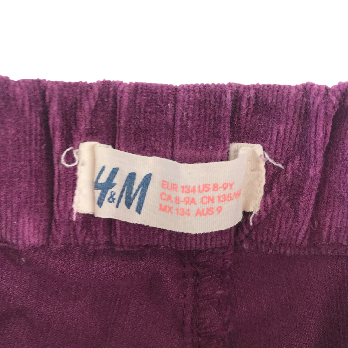 H&M trousers 8-9 years burgundy corduroy pull up
